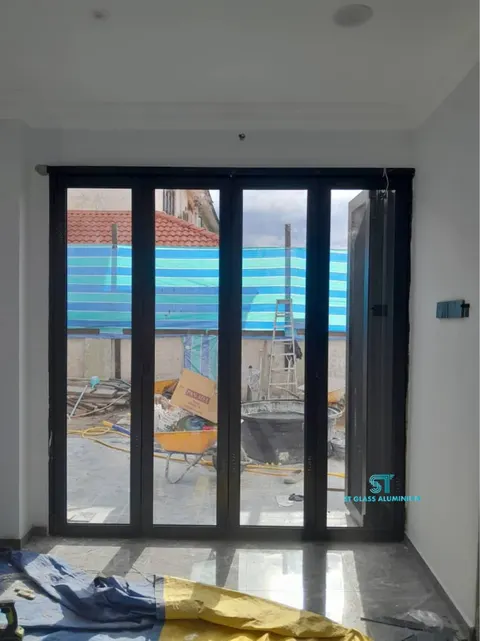 Folding Door With Security Mesh — Security Mesh by ST Glass Aluminium thumbnail 1