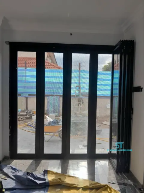 Folding Door With Security Mesh — Security Mesh by ST Glass Aluminium thumbnail 1