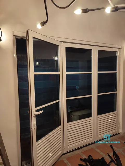 Folding Louvers Door — Louvred & Aluminium Hollow by ST Glass Aluminium thumbnail 2